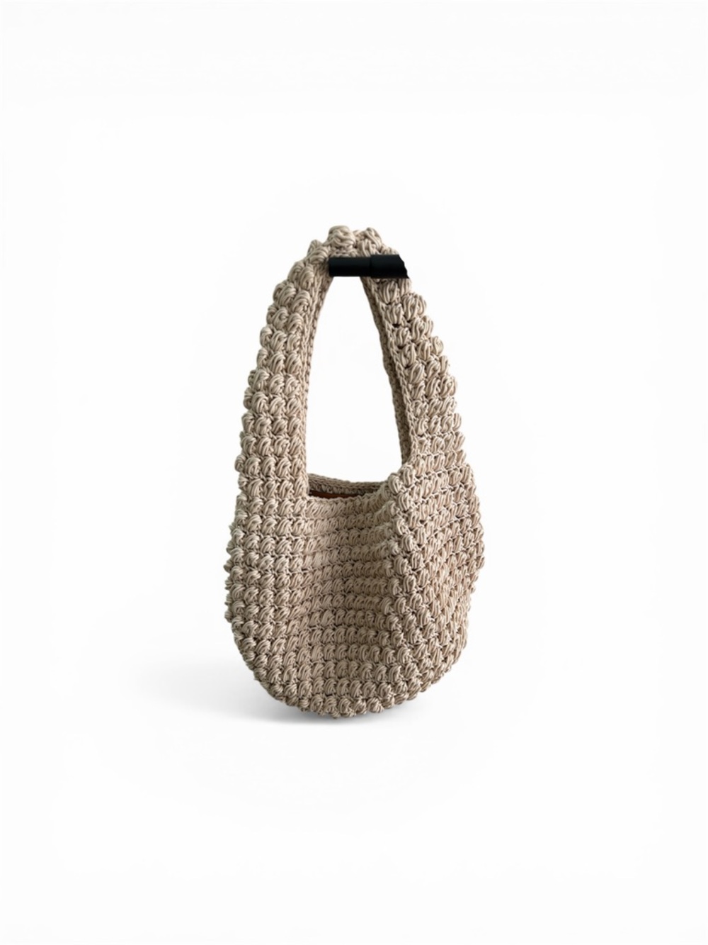 JW Anderson Handwoven Beige Crochet Shoulder Bag